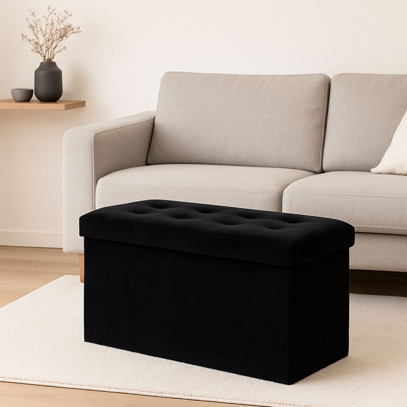 Ταμπουρέ Με Αποθηκευτικό Χώρο (76x38x38) A-S Lysandre Black Velvet 140091H