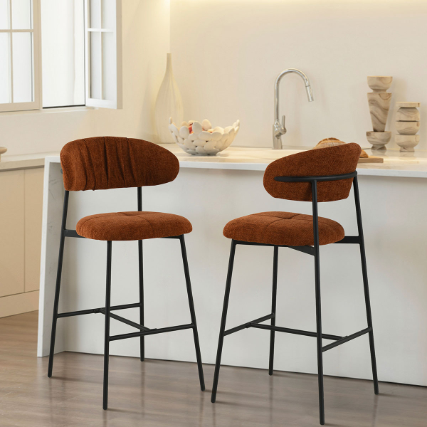 Σκαμπό Μπαρ Με Πλάτη (52.5x54.5x104.5) Spitishop Hibiscus Terracotta