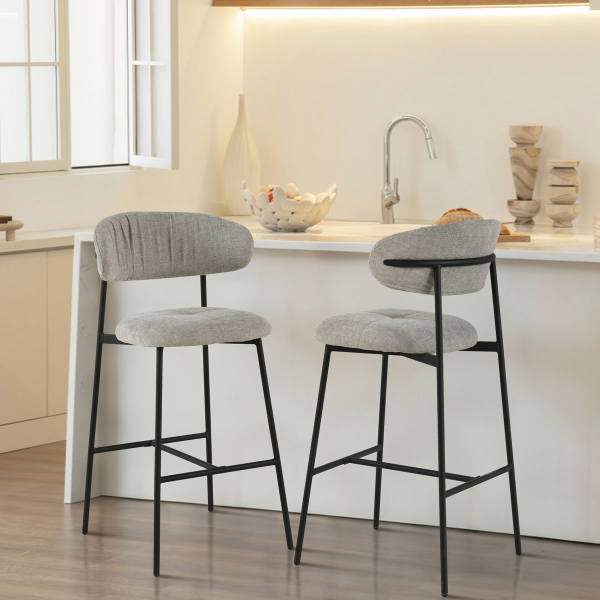 Σκαμπό Μπαρ Με Πλάτη (52.5x54.5x104.5) Spitishop Hibiscus L.Grey