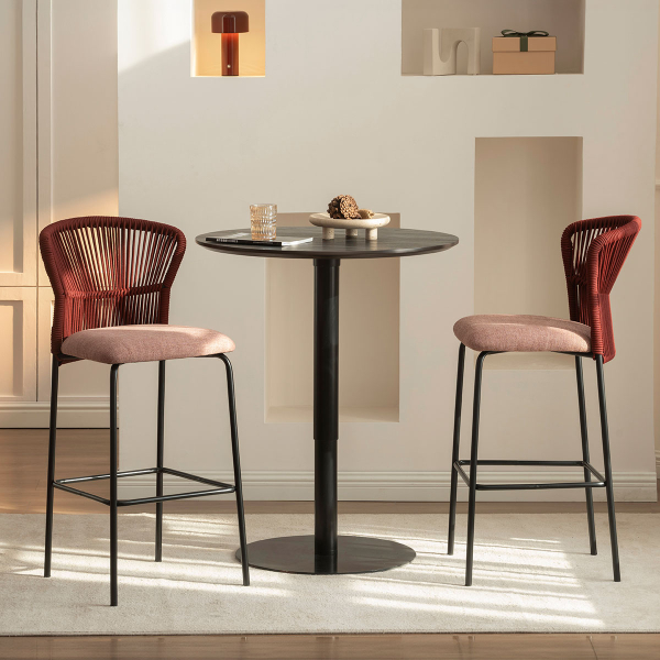 Σκαμπό Μπαρ Με Πλάτη (52.5x54.5x104.5) Spitishop Bali Red