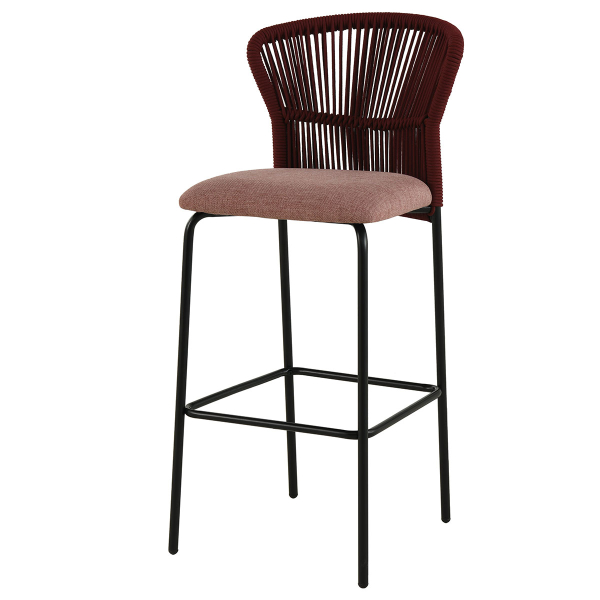 Σκαμπό Μπαρ Με Πλάτη (52.5x54.5x104.5) Spitishop Bali Red