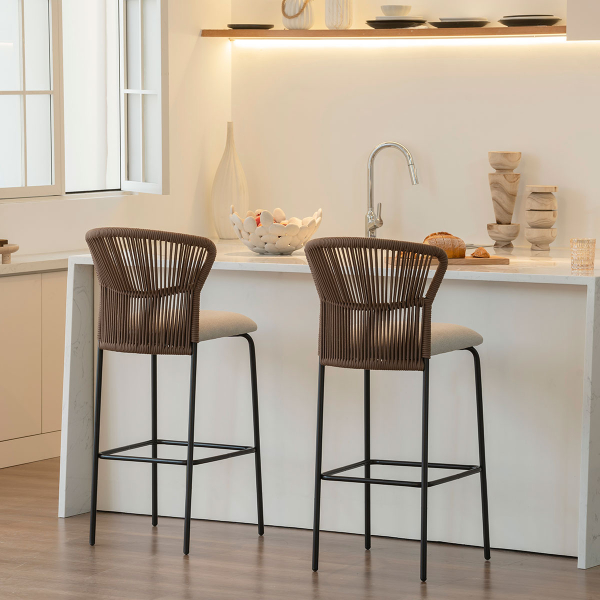 Σκαμπό Μπαρ Με Πλάτη (52.5x54.5x104.5) Spitishop Bali Brown