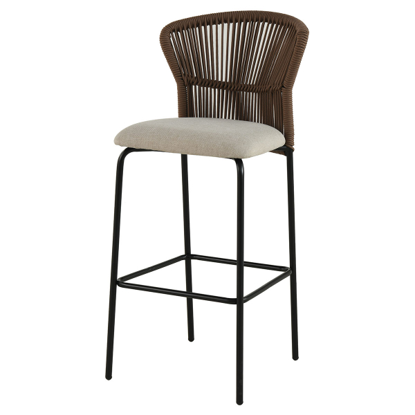 Σκαμπό Μπαρ Με Πλάτη (52.5x54.5x104.5) Spitishop Bali Brown