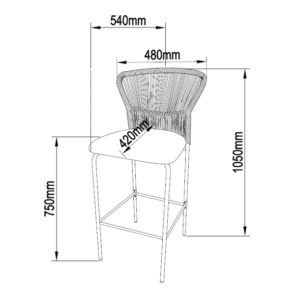 Σκαμπό Μπαρ Με Πλάτη (52.5x54.5x104.5) Spitishop Bali Brown