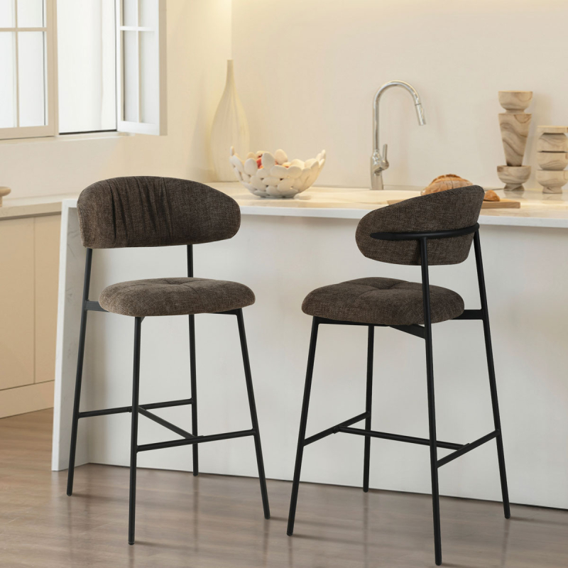 Σκαμπό Μπαρ Με Πλάτη (52.5x54.5x104.5) Spitishop Hibiscus Brown