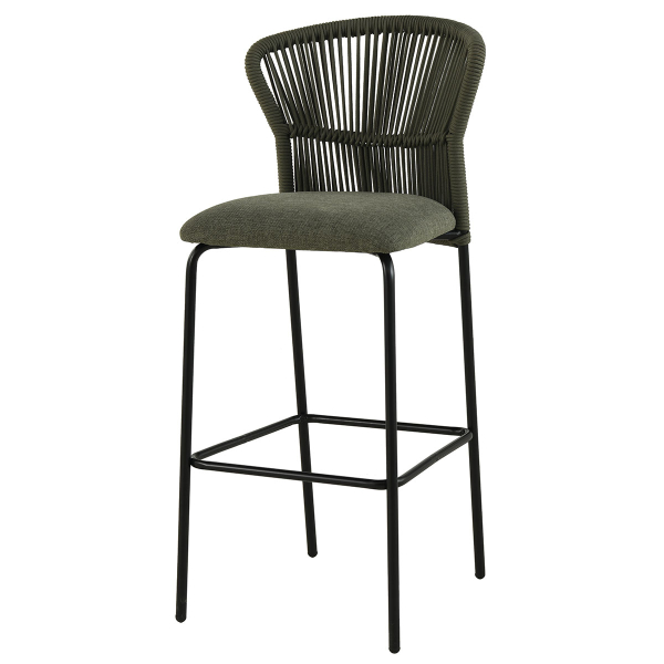 Σκαμπό Μπαρ Με Πλάτη (52.5x54.5x104.5) Spitishop Bali Green