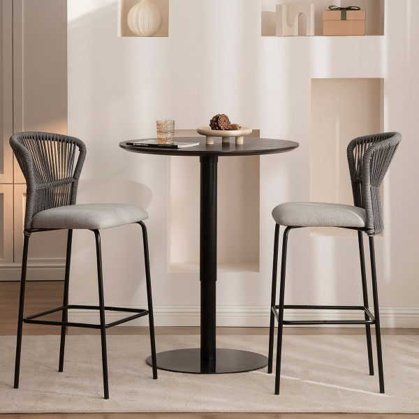 Σκαμπό Μπαρ Με Πλάτη (52.5x54.5x104.5) Spitishop Bali Grey