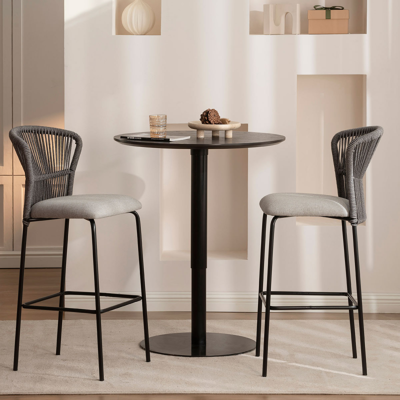 Σκαμπό Μπαρ Με Πλάτη (52.5x54.5x104.5) Spitishop Bali Grey