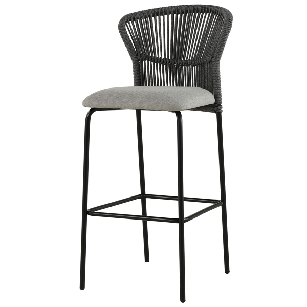 Σκαμπό Μπαρ Με Πλάτη (52.5x54.5x104.5) Spitishop Bali Grey