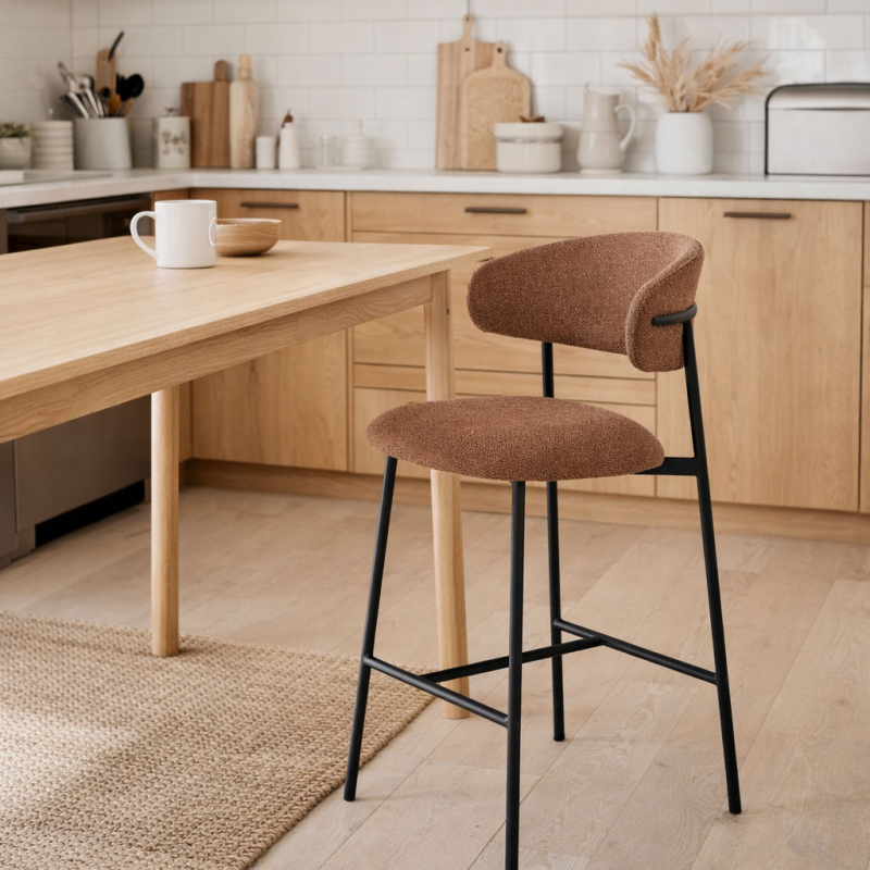 Σκαμπό Μπαρ Με Πλάτη (52x50.5x103) Spitishop Lotus L.Brown