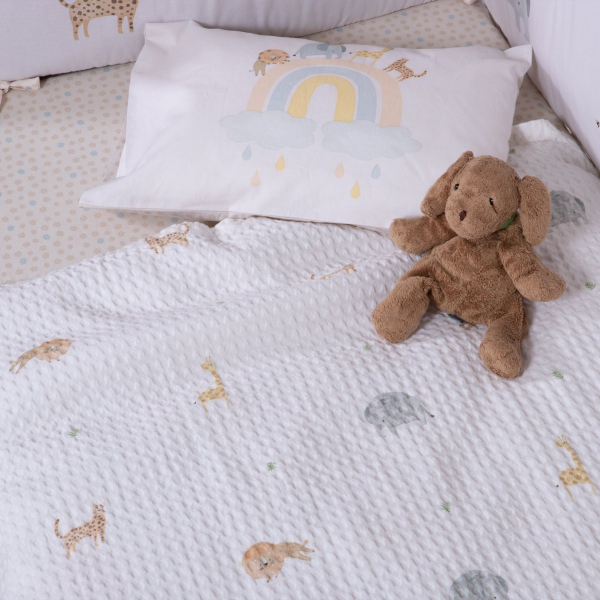 Κουβέρτα Πικέ Αγκαλιάς (80x110) Nef-Nef Homeware Baby Jungle In Motion