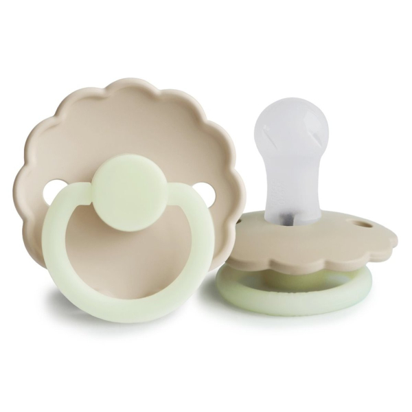 Φωσφοριζέ Πιπίλες Καουτσούκ Φυσιολογικές 0Μ+ (Σετ 2τμχ) Frigg Daisy Cream/Croissant