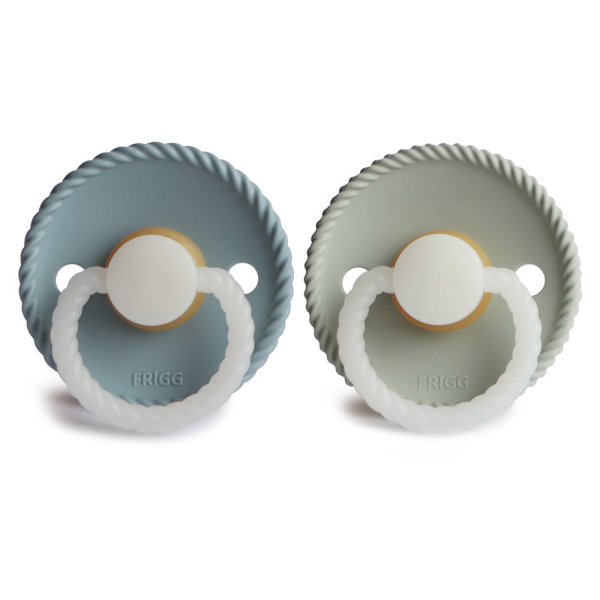 Φωσφοριζέ Πιπίλες Καουτσούκ Φυσιολογικές 0Μ+ (Σετ 2τμχ) Frigg Rope Stone Blue/Sage