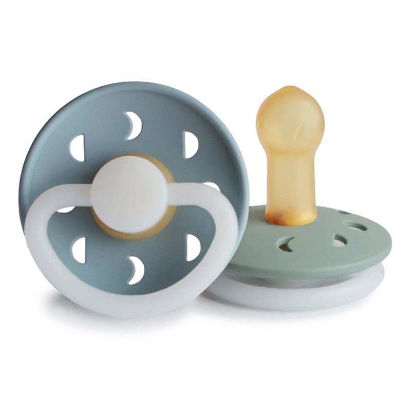 Φωσφοριζέ Πιπίλες Καουτσούκ Φυσιολογικές 6Μ+ (Σετ 2τμχ) Frigg Moon Phase Stone Blue/Sage