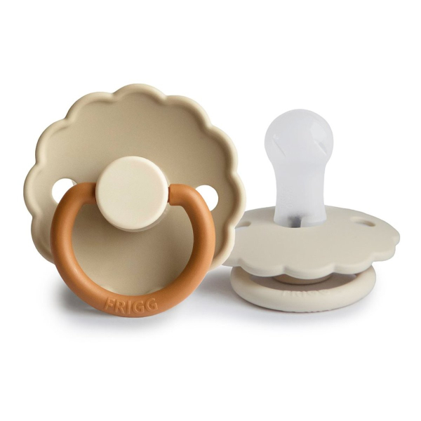 Πιπίλες Σιλικόνης Φυσιολογικές 0Μ+ (Σετ 2τμχ) Frigg Daisy Desert/Cream