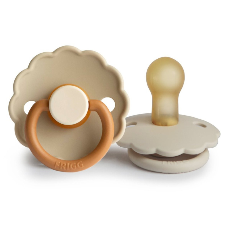 Πιπίλες Καουτσούκ Φυσιολογικές 0Μ+ (Σετ 2τμχ) Frigg Daisy Desert/Cream