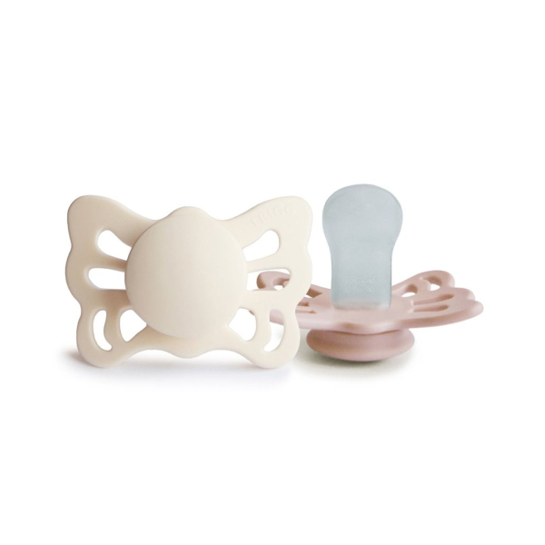 Πιπίλες Σιλικόνης Ανατομικές 0Μ+ (Σετ 2τμχ) Frigg Butterfly Cream/Blush