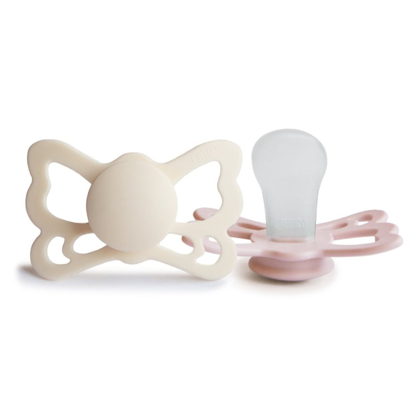 Πιπίλες Σιλικόνης Ανατομικές 6Μ+ (Σετ 2τμχ) Frigg Butterfly Cream/Blush
