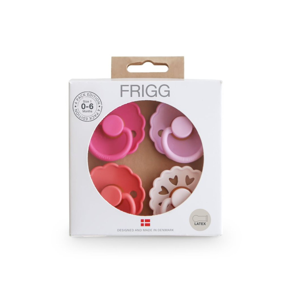 Πιπίλες Καουτσούκ Φυσιολογικές 0Μ+ (Σετ 4τμχ) Frigg Rosy Romance
