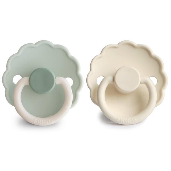 Πιπίλες Σιλικόνης Φυσιολογικές 0Μ+ (Σετ 2τμχ) Frigg Daisy Little Darling/Cream