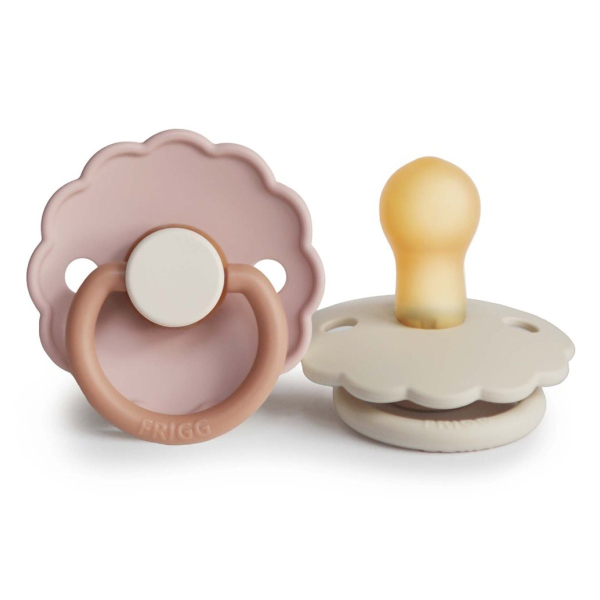 Πιπίλες Καουτσούκ Φυσιολογικές 0Μ+ (Σετ 2τμχ) Frigg Daisy Biscuit/Cream