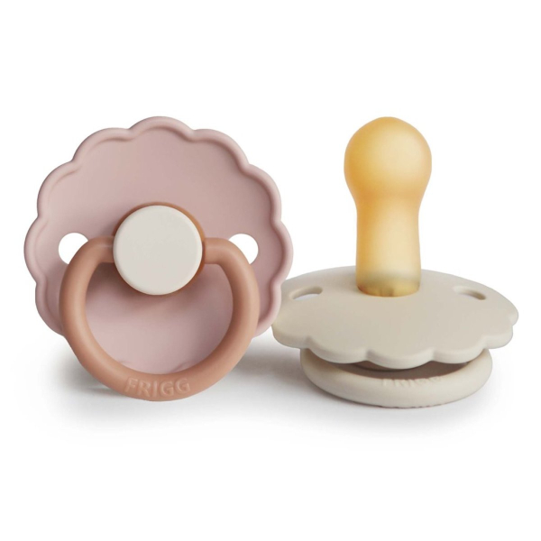 Πιπίλες Καουτσούκ Φυσιολογικές 6Μ+ (Σετ 2τμχ) Frigg Daisy Biscuit/Cream