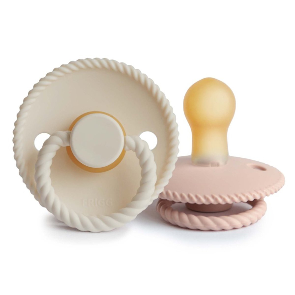 Πιπίλες Καουτσούκ Φυσιολογικές 0Μ+ (Σετ 2τμχ) Frigg Rope Blush/Cream