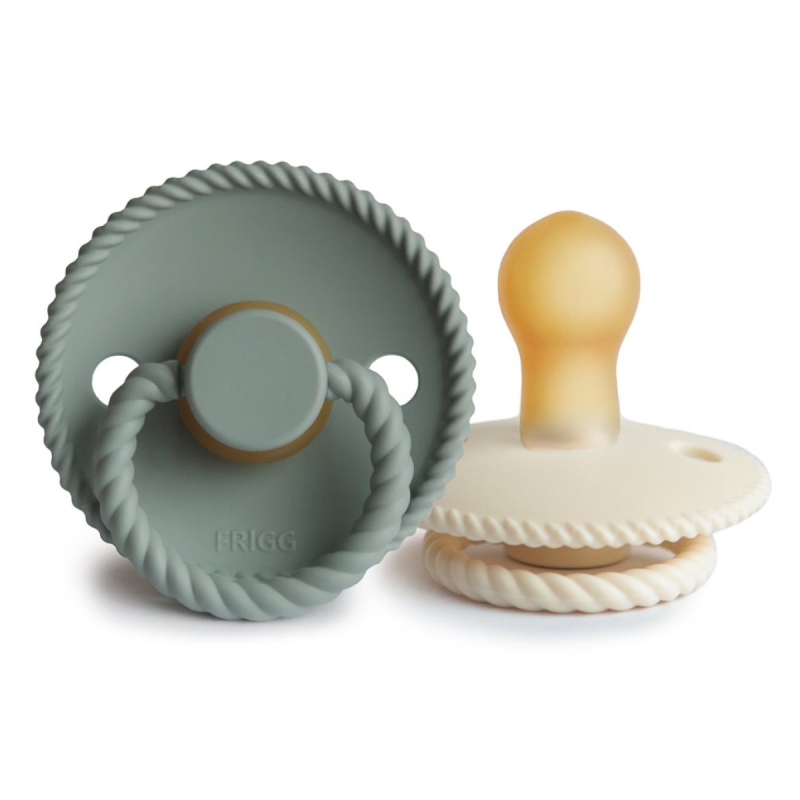 Πιπίλες Καουτσούκ Φυσιολογικές 0Μ+ (Σετ 2τμχ) Frigg Rope Cream/Sage