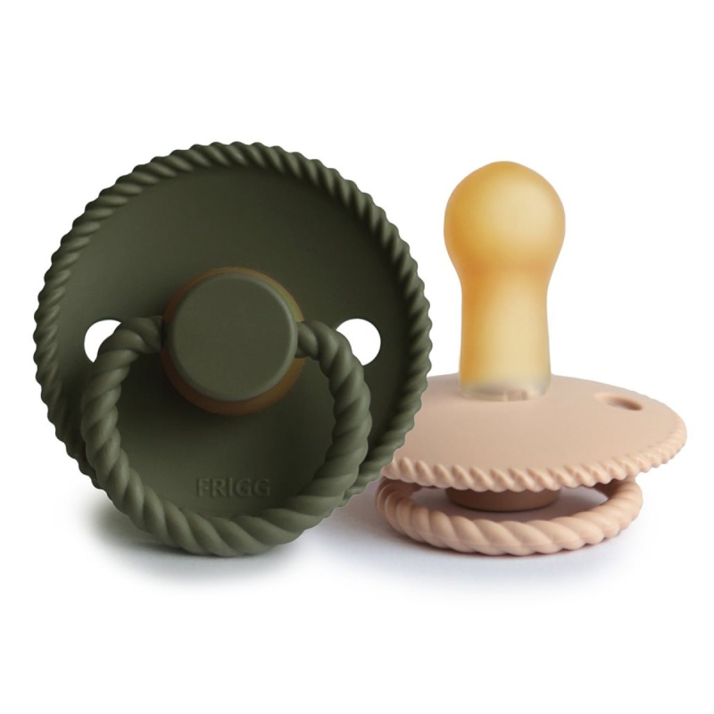 Πιπίλες Καουτσούκ Φυσιολογικές 6Μ+ (Σετ 2τμχ) Frigg Rope Croissant/Olive