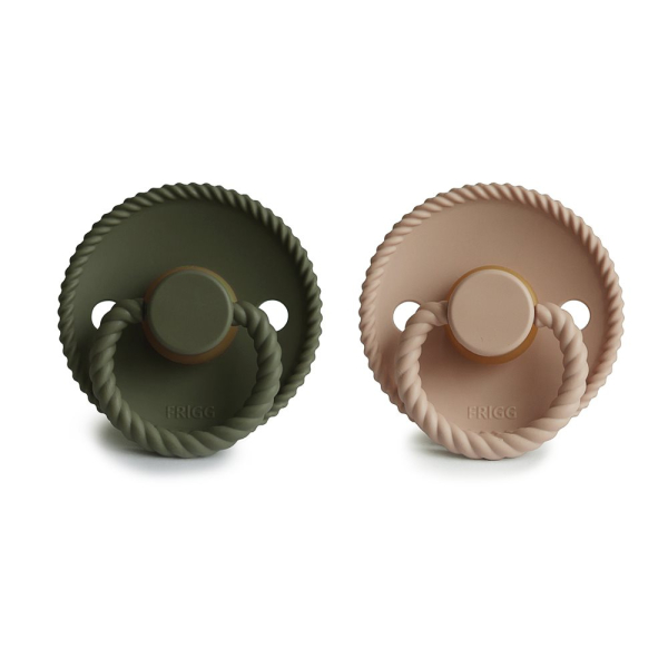 Πιπίλες Καουτσούκ Φυσιολογικές 6Μ+ (Σετ 2τμχ) Frigg Rope Croissant/Olive