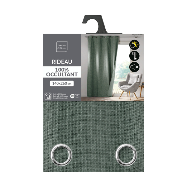 Θερμομονωτική Κουρτίνα Συσκότισης (140x260) Με Τρουκς L-C Crepuscule Cedre 1613000