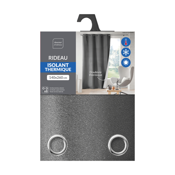 Θερμομονωτική Κουρτίνα (140x260) Με Τρουκς L-C Icemount Charcoal Grey 1607861