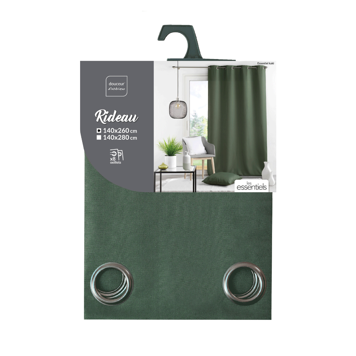 Κουρτίνα (140X260) με Τρουκς L-C Essentiel Khaki 1609102 Home Κουρτίνες Σαλονιού Spitishop