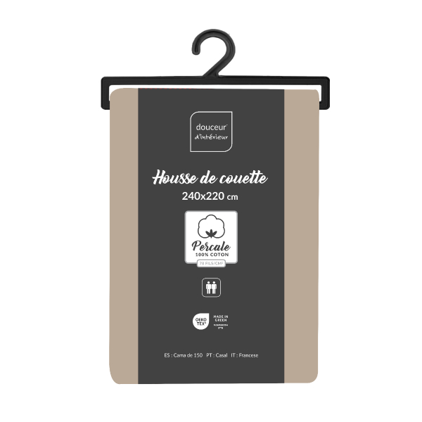 Παπλωματοθήκη Υπέρδιπλη (220x240) L-C Percaline Sand 1644680