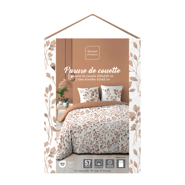 Παπλωματοθήκη Υπέρδιπλη (240x220) 2  Όψεων + Διακοσμητικές Μαξιλαροθήκες L-C Maiwen Mocha 1645239