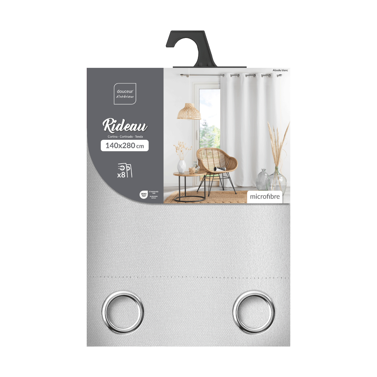 Κουρτίνα (140X280) με Τρουκς L-C Absolu White 1607294 Home Κουρτίνες Σαλονιού Spitishop