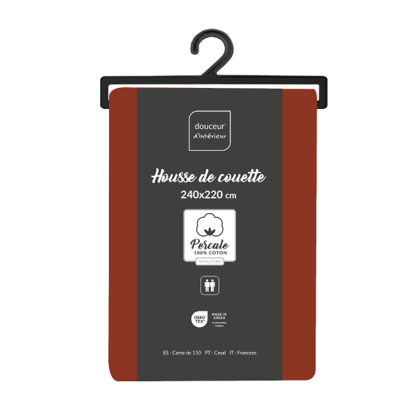 Παπλωματοθήκη Υπέρδιπλη (220x240) L-C Percaline Terracotta 1645044