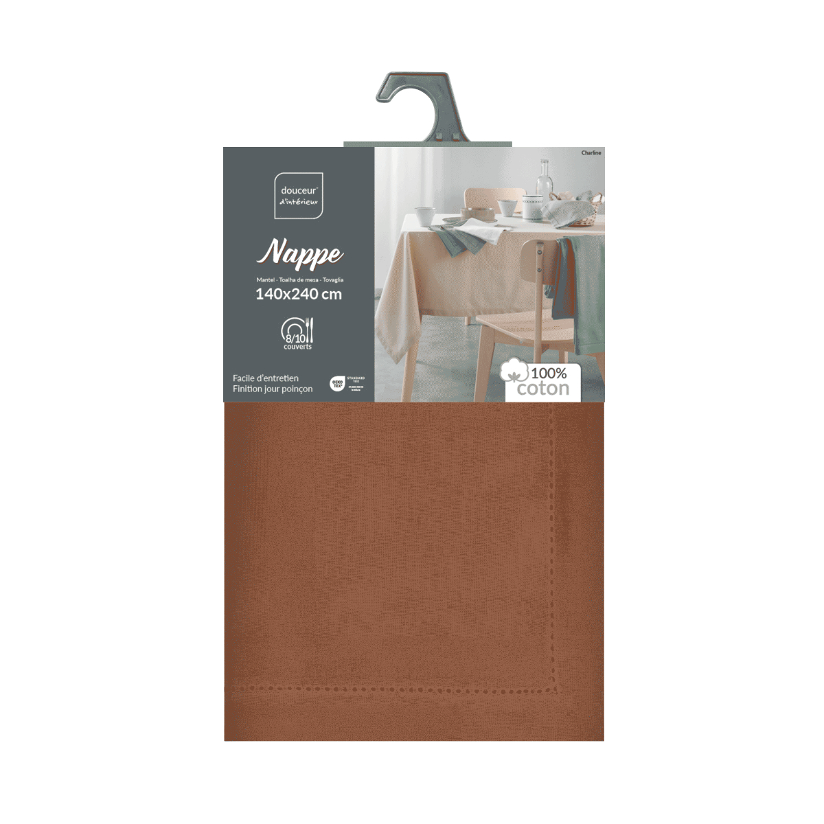 Τραπεζομάντηλο (140X240) L-C Charline Mocha 1731398 Home Λευκά Είδη Κουζίνας & Τραπεζαρίας Τραπεζομάντηλα Spitishop