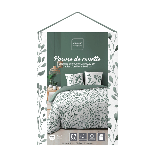 Παπλωματοθήκη Υπέρδιπλη (240x220) 2 Όψεων + Διακοσμητικές Μαξιλαροθήκες L-C Maiwen Sauge 1645240