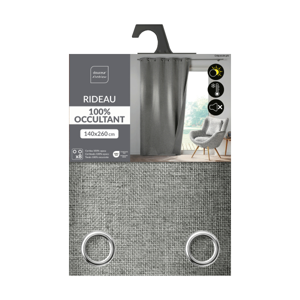 Θερμομονωτική Κουρτίνα Συσκότισης (140x260) Με Τρουκς L-C Crepuscule Grey 1609775