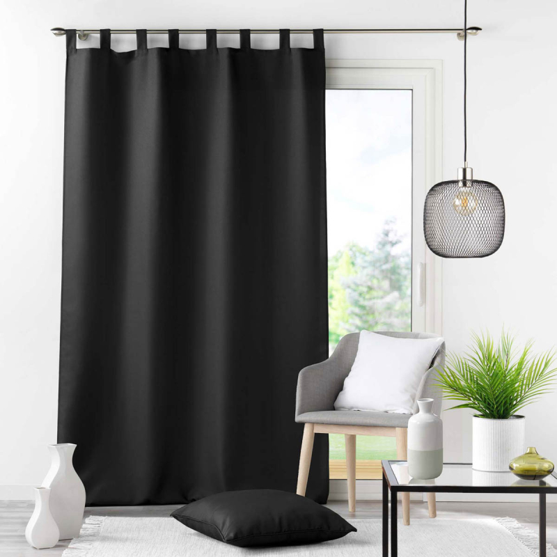 Κουρτίνα (140x260) Με Τιράντες L-C Essentiel Black 1600832
