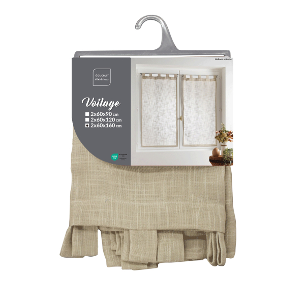 Σετ Κουρτίνες Παραθύρου (60x160) L-C Με Τιράντες L-C Haltona Hazelnut 1625253