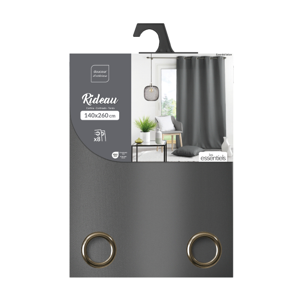 Κουρτίνα (140x260) Με Τρουκς L-C Essentiel Concrete Grey 1609129