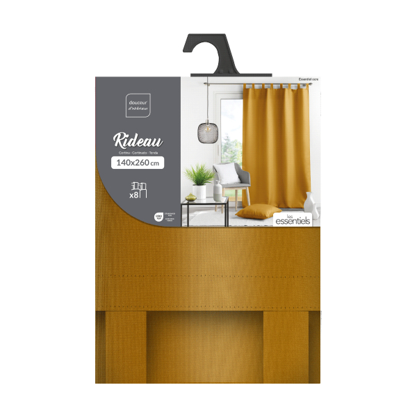 Κουρτίνα (140x260) Με Τιράντες L-C Essentiel Ochre 1612636