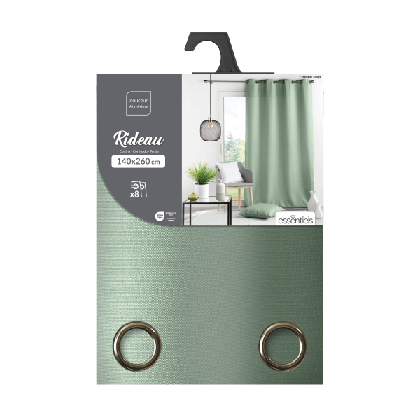 Κουρτίνα (140x260) Με Τρουκς L-C Essentiel Sage 1611745