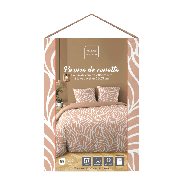 Παπλωματοθήκη Υπέρδιπλη (240x220) 2  Όψεων + Διακοσμητικές Μαξιλαροθήκες L-C Morgane Mocha 1645208