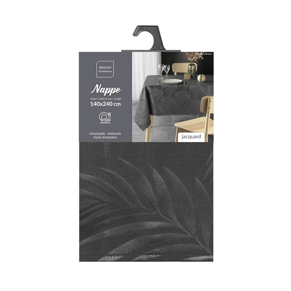 Αλέκιαστο Τραπεζομάντηλο (140X240) L-C Plumette Charcoal Grey 1723039 Home Λευκά Είδη Κουζίνας & Τραπεζαρίας Τραπεζομάντηλα Spitishop