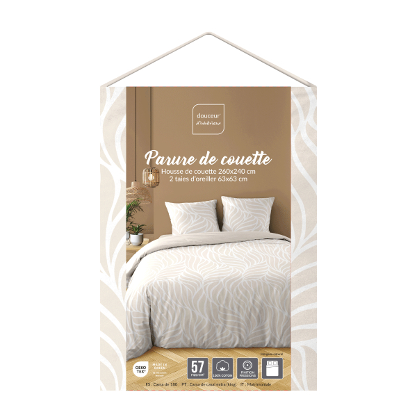 Παπλωματοθήκη King Size (260x240) 2  Όψεων + Διακοσμητικές Μαξιλαροθήκες L-C Morgane Naturel 1645213