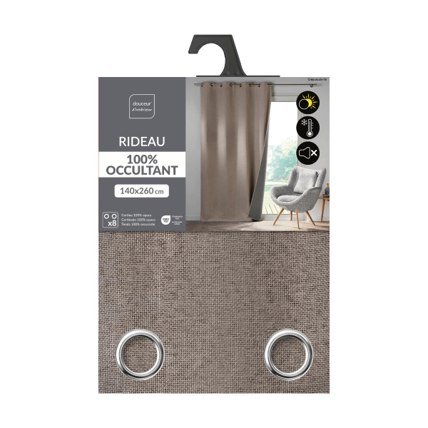 Θερμομονωτική Κουρτίνα Συσκότισης (140x260) Με Τρουκς L-C Crepuscule Linen 1609776