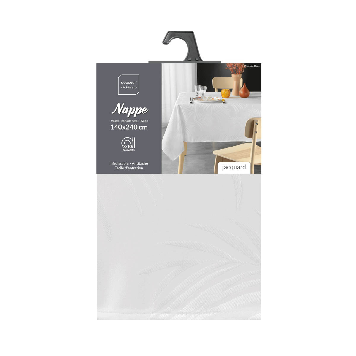 Αλέκιαστο Τραπεζομάντηλο (140X240) L-C Plumette White 1723041 Home Λευκά Είδη Κουζίνας & Τραπεζαρίας Τραπεζομάντηλα Spitishop